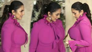Huma Qureshi Looks Gorgeous in Pink Dress at The Party Starter Dinner At  Manish Malhotra Home