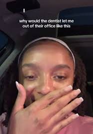 Girl Funny Face After Dentist Visit