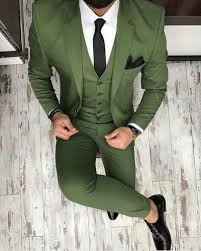 Brand New Groomsmen Olive Green Groom Tuxedos Peak Notch Lapel Men Sui Chicmaxonline Suits Men Business Prom Suit Outfits Formal Suits Men