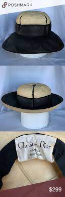Christian Dior Vintage Hat Authentic 1960 S Christian Dior Black And Cream Colored Wide Brim Straw Cloche Hat Black T Christian Dior Vintage Hats Vintage Dior