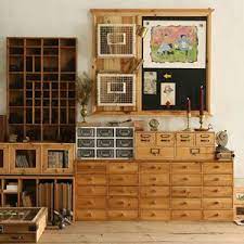 叁杉家居日式zakka复古中药柜桌面抽屉收纳盒印章整理柜收藏原创 furniture decor home decor furniture