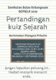 Kuiz bahasa melayu 2011 by aleyana kie 2792 views. T4 T5 Kuiz Sejarah Bertemakan Malaysia Prihatin Quizizz