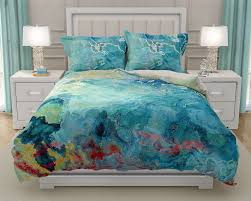 Ships free orders over $39. Duvet Cover With Abstract Art King Or Queen Aqua Blue Green Cream Abstract Art Home