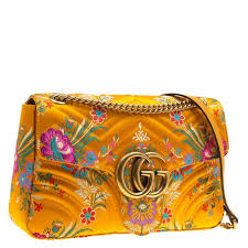 ✓ free for commercial use ✓ high quality images. Gucci Yellow Floral Print Satin Gg Marmont Shoulder Bag Gucci Tlc