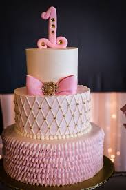Pink Ribbon With Gold Accent 1st Birthday Cake 1st Birthday Cakes First Birthday Cakes Kids Cake