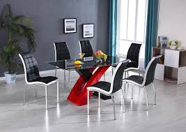 Find furniture & decor you love at hayneedle, where you can buy online while you explore our room designs and curated looks for tips, ideas & inspiration to help you along the way. Red Black Glass Dining Table Market Furniture Paterson Nj