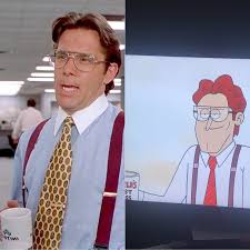 Reaction # office space # gary cole # bill lumbergh # no # office space no # office space # maudit # office space # mike judge # stephen root # my stapler Worlds Greatest Boss From Regular Show Is Bill Lumbergh From Office Space Regularshow