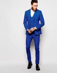 Modern and streamlined suit pants from urban outfitters in a plaid pattern for a casual look. Asos Super Skinny Fit Suit In Blue At Asos Com Blue Suit Men Skinny Fit Suits Prom Suits