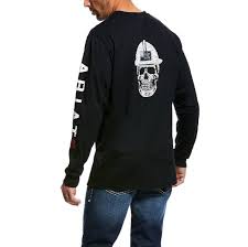 Mens Ariat Fr Roughneck Skull Logo Crew Shirt