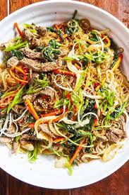 Japchae Is The Beef And Veggie Filled Korean Dish Of Dreams Recipe Korean Dishes Recipes Japchae