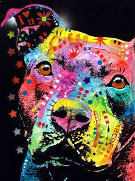 This is the official website of artist dean russo. This Looks Like Cc Thoughtful Pitbull I Heart U Painting By Dean Russo Repin Pitbull Art Dog Art Colorful Dog