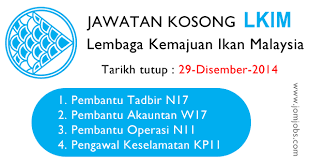 Permohonan adalah dipelawa daripada warganegara malaysia yang berkelayakan dan mempunyai komitmen yang tinggi untuk berkhidmat di lembaga getah malaysia dalam jawatan seperti berikut: Jawatan Kosong Lembaga Kemajuan Ikan Malaysia Lkim Terkini Bulan Disember 2014 Kerjakosonglkim Jawatankosonglembagaikan Kuala Perlis Perlis