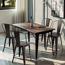 Popfurniture bietet designer esszimmerstühle in vielen farben an. Buy Costway Tolix Style Dining Stools With Wood Seat And Backrest Industrial Metal Counter Height Stool Modern Stackable Kitchen Dining Bar Chairs Rustic Copper Height 23 5 4pc Online In Germany B089q9k4tl