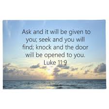 Blue Skies Luke 11 9 Ocean Photo Design Doormat Zazzle Com In 2021 Luke 11 Photo Design Ocean Scenes