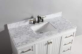 Lift the vanity top onto the vanity to check its fit. Tuscany 49 X 22 Carrara Marble Vanity Top With Wave Rectangular Undermount Bowl At Menards