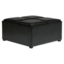 Homepop faux leather square storage ottoman coffee table with wood legs, black. Franklin Square Coffee Table Storage Ottoman Wyndenhall 15 Off Cash Back