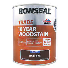 I don't normally do reviews but do have to say that this paint is absolutely exceptional at what it does. Ronseal Trade 10 Year Woodstain Satin Dark Oak 750ml Wood Stain Screwfix Com