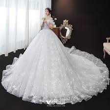 See more of cebu bridal gowns wedding dress debutante dress evening gown ball gown on facebook. Chic Beautiful White Bridal Wedding Dresses 2020 Ball Gown Off The Shoulder Short Sleeve Star Backless Appliques Lace Beading Cathedral Train Ruffle