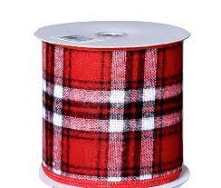 3 rolls 30 yards christmas plaid wired ribbons gingham burlap ribbon red and black wrapping ribbon red and green plaid ribbon for christmas decoration crafts making, 3 sizes and 2 styles. Wired Christmas Ribbon 4 Inch Red White Black Woven Plaid Ribbon