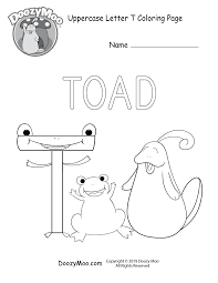 A collection of colouring pages featuring the letter t. Cute Uppercase Letter T Coloring Page Free Printable Doozy Moo