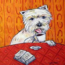 Amazon.com: Westie at the Cafe Coffee Shop West Highland White terrier dog  art tile coaster gift : Home & Kitchen