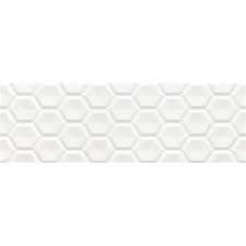 Com acabamento brilhante na superfície, o produto apres. Revestimento Colmeia Branco 30x90cm Acetinado Eliane Acal Home Center