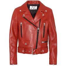 Acne Studios Mock Leather Biker Jacket 1 880 Liked On Polyvore Featuring Outerwear Jackets Red Jacket Leather Leather Jackets Women Real Leather Jacket