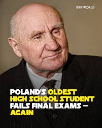 Poland's oldest high school student has been left bitterly disappointed  after failing his final exams for the second year in a row.