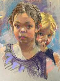 Morning's Kiss" (pastel, 18x24 inches) I caught the reference photo of this  mama and baby longhorn