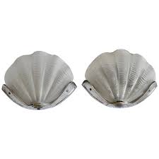 Pair art deco design french wall lights sconces frosted glass attr. Set Of Eight Art Deco Style Glass And Chrome Scallop Shell Wall Lights Or Sconce For Sale At 1stdibs