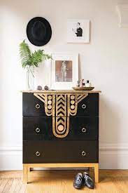 Low Risk Ways To Layer In Some Art Deco At Home Patterned Furniture Deco Furniture Art Deco Dresser
