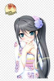 Anime girls blue dress eyes corset dark ecchi flower petals flowers hair ornaments hats long original characters roses soft shading this collection presents the theme of dark anime girl. Dark Blue Haired Anime Girl With Headphones Anime Girl In Kimono Free Transparent Png Clipart Images Download