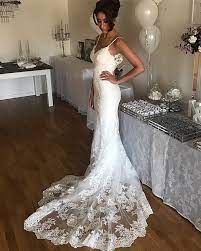 For a romantic twist, delicate. Sexy Spaghetti Straps Sweetheart Lace Mermaid Wedding Dresses 2018 Alinanova