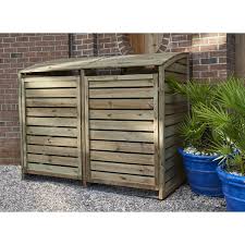 Cache Poubelle Double Bois Chester Bois L 171 5 X H 141 X P 93 Cm Cacher Les Poubelles Cache Poubelle Bois Poubelle Double