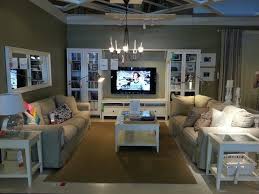 Ikea Living Room Store Display Beige Sofa White Furniture Layered Curtains Beige Panels And Whit Ikea Living Room Showroom Living Room Living Room Planner