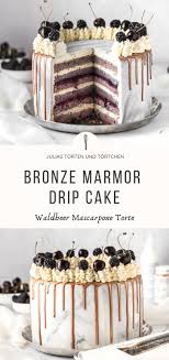 Bronze Drip Cake Torte Mit Marmor Optik Waldbeer Mascarpone Torte Drip Cakes Torte Cake