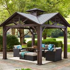 They are garden or yard structures that provide seating, shade. Gazebos Pergolas Canopies