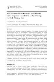 Pdf Assessment Of Anxiety Level And Mental Health Status In Spouses And Children Of Day-working And Shift-working Men