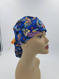 Surgical Cap ponytail style-Vibrant Lizard-cotton 100%