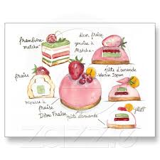 Pink Bavoirois Postcard Zazzle Com Food Cake Illustration Fancy Desserts