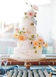 A white wedding cake with patterns, beads, rhinestones, crystals looks very refined and very chic. 32 Pastel Wedding Cakes You Have To See Martha Stewart