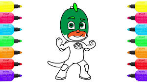 How To Draw And Color Gekko Pj Masks Learn Colours For Kids By How To