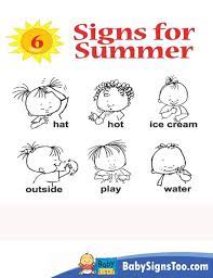 Teach Your Baby The Signs For Hat Hot Ice Cream Outside Play And Water With This Printable Signs For Su Sign Language Phrases Baby Signs Baby Sign Language