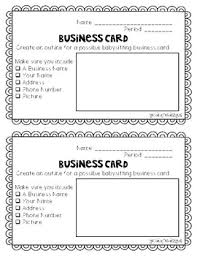 Interacting with children can be rewarding and exhausting at the same time. Babysitting Business Cards And Interview Questions By Garden Pea Designs