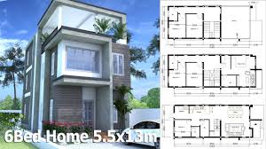 Yes, three story house plans can in fact be a highly practical choice, especially if you're working with a narrow lot. 3 Story Home Design Plan 5 5x13m With 6 Bedroom Youtube