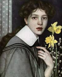 Oskar Zwintscher Portrait with Yellow Daffodils 1907