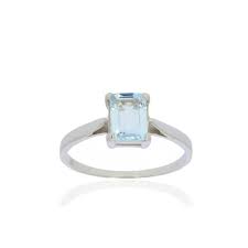 7,9 millimètres de long et 5,8 millimètres de large. Bague Or 18 Carats Et Aigue Marine 7 X 5 Mm