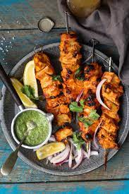 Spicy Yogurt Chicken With Cucumber Mint Chutney Recipe Yogurt Chicken Easy Chicken Recipes Clean Recipes