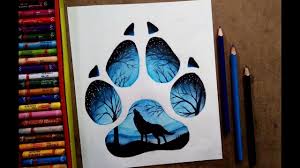 A Wolf Footprint Moonlight Wolf S Call Legendary Painting By Oil Pastel Colour Youtube Oil Pastel Colours Oil Pastel Art Wolf Canvas Art