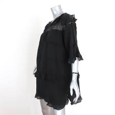 Isabel Marant Etoile Mini Dress Caleen Black Mesh Inset Ruffled Voile Celebrity Owned